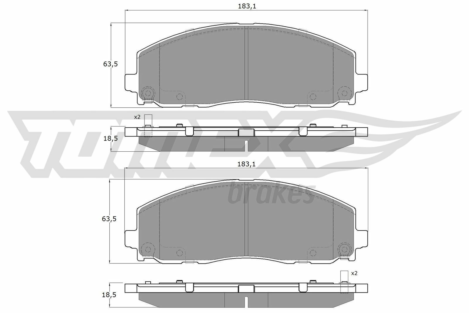 Sada brzdových destiček, kotoučová brzda TOMEX Brakes